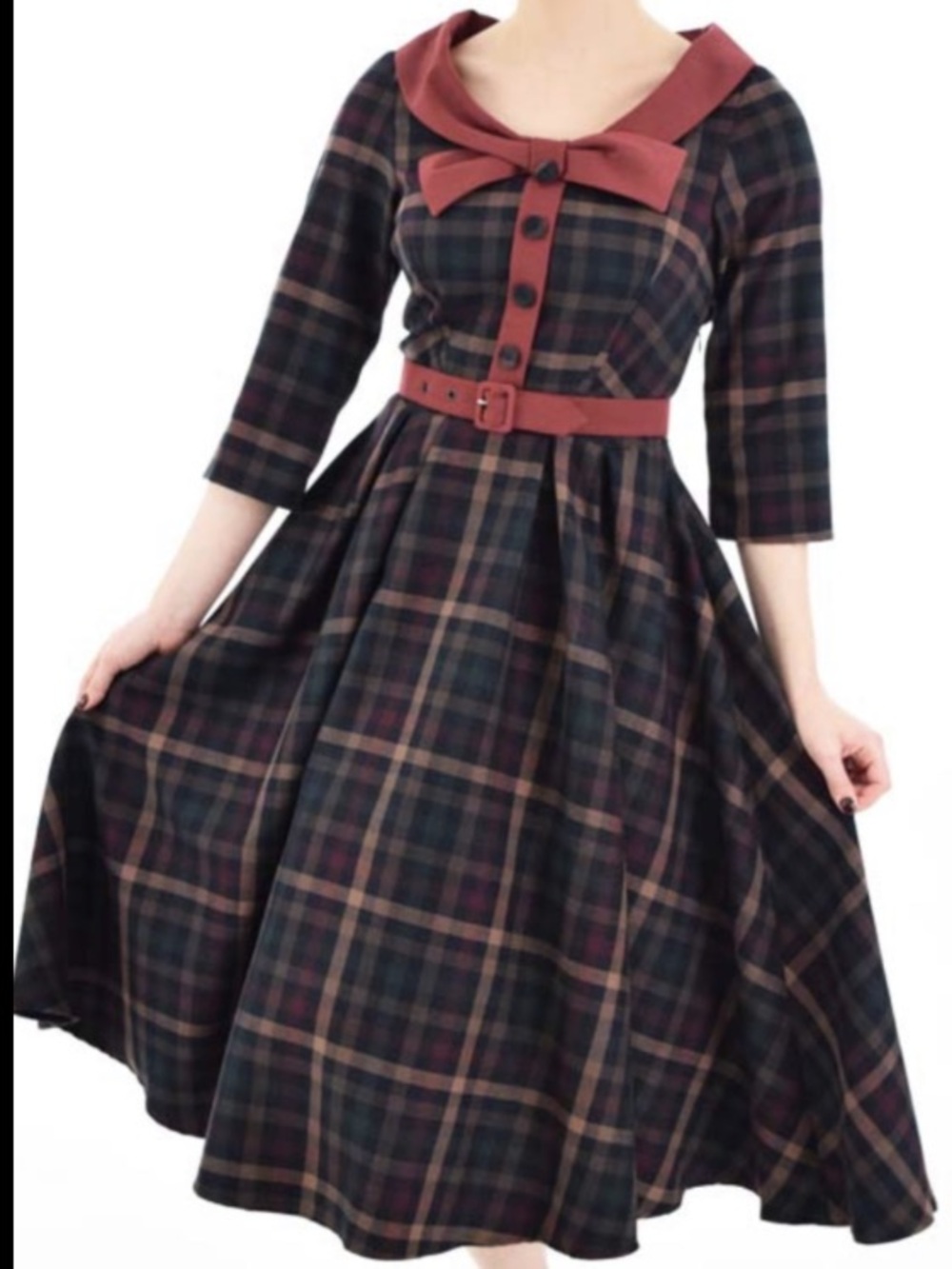 Miss Candyfloss Plaid Kellie Dress Sz M 50s Pin-Up Rockabilly Academia Preppy